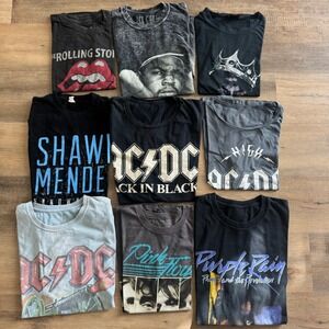 Bundle Lot of Women's Retro Music T-Shirts AC/DC HIP HOP PURPLE RAIN